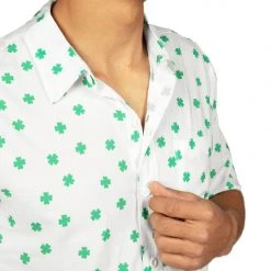 Tipsy Elves Men's White Crushin' Clovers Button Down Shirt 15 Tipsy Elves Men's White Crushin' Clovers Button Down Shirt
