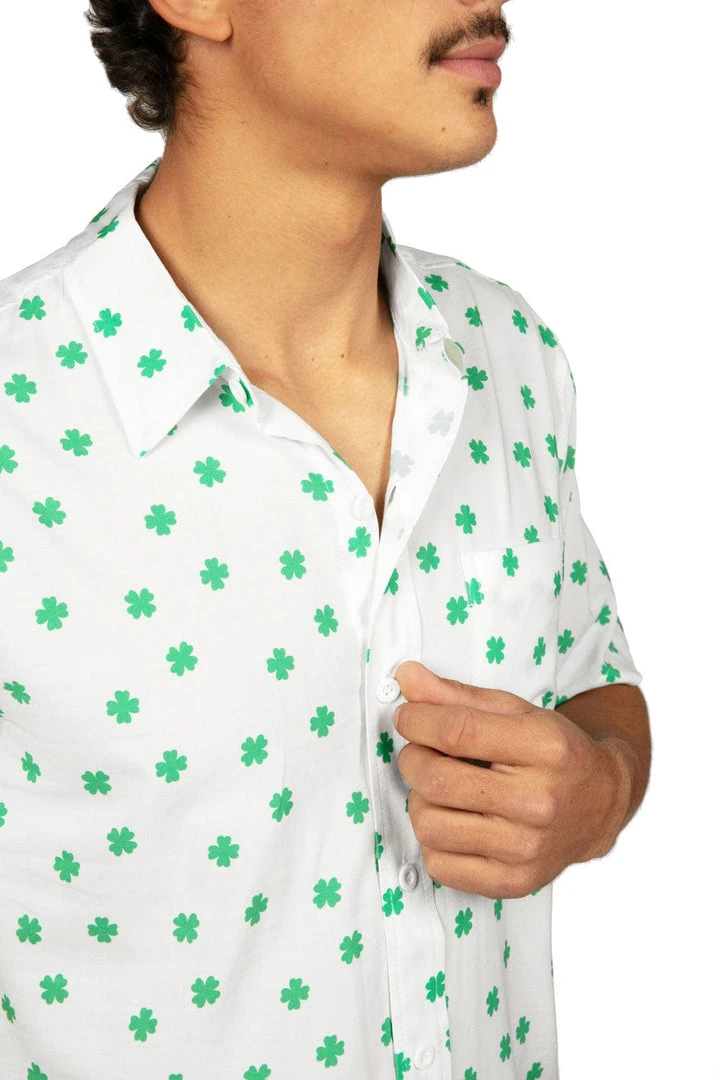 Tipsy Elves Men's White Crushin' Clovers Button Down Shirt 8 Tipsy Elves Men's White Crushin' Clovers Button Down Shirt