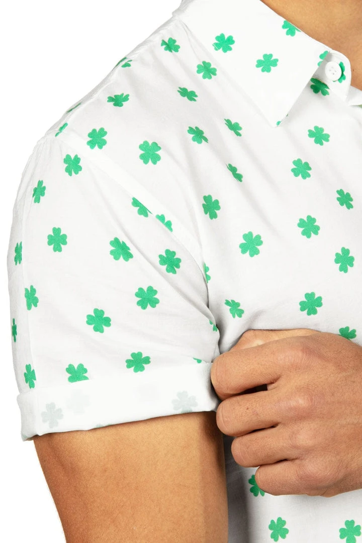 Tipsy Elves Men's White Crushin' Clovers Button Down Shirt 9 Tipsy Elves Men's White Crushin' Clovers Button Down Shirt