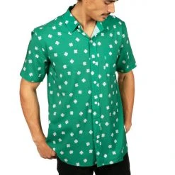 Tipsy Elves Men's Green Crushin' Clovers Button Down Shirt