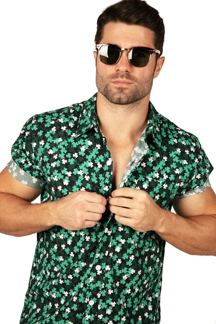 Tipsy Elves Men's Clover Confetti Button Down Shirt 7 Tipsy Elves Men's Clover Confetti Button Down Shirt