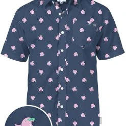 Tipsy Elves Men’s Pink Pastel Ducks Button Down Shirt