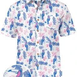Tipsy Elves Men's Toucan Tango White Hawaiian Shirt
