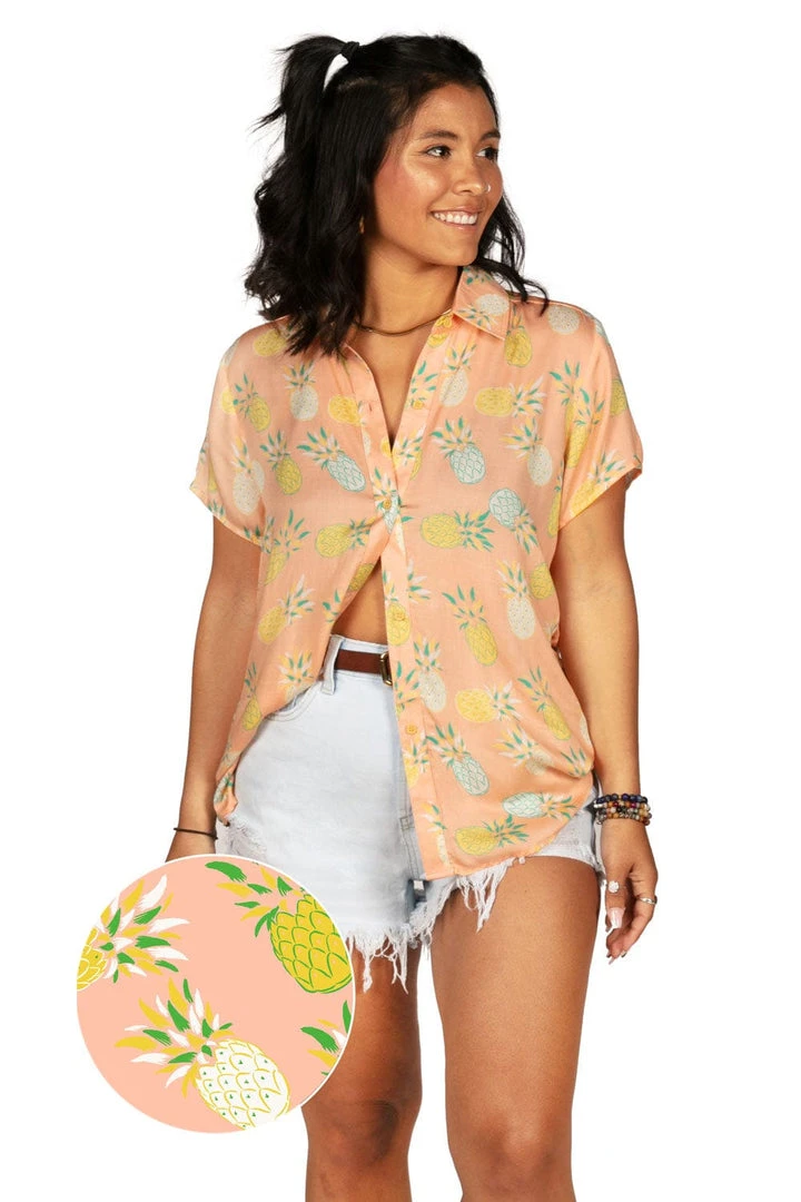 Tipsy Elves Women's Pina Colada Hawaiian Shirt 6 Tipsy Elves Women's Pina Colada Hawaiian Shirt