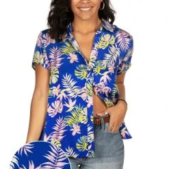 Tipsy Elves Women's Blue Lagoon Hawaiian Shirt 8 Tipsy Elves Women's Blue Lagoon Hawaiian Shirt