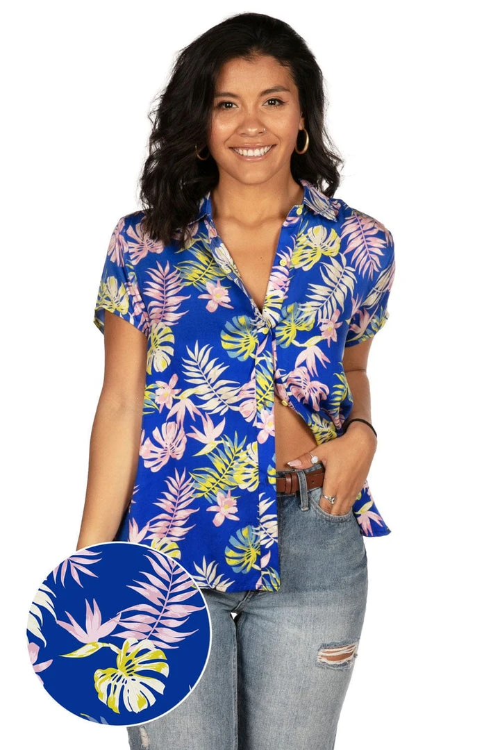 Tipsy Elves Women's Blue Lagoon Hawaiian Shirt 4 Tipsy Elves Women's Blue Lagoon Hawaiian Shirt