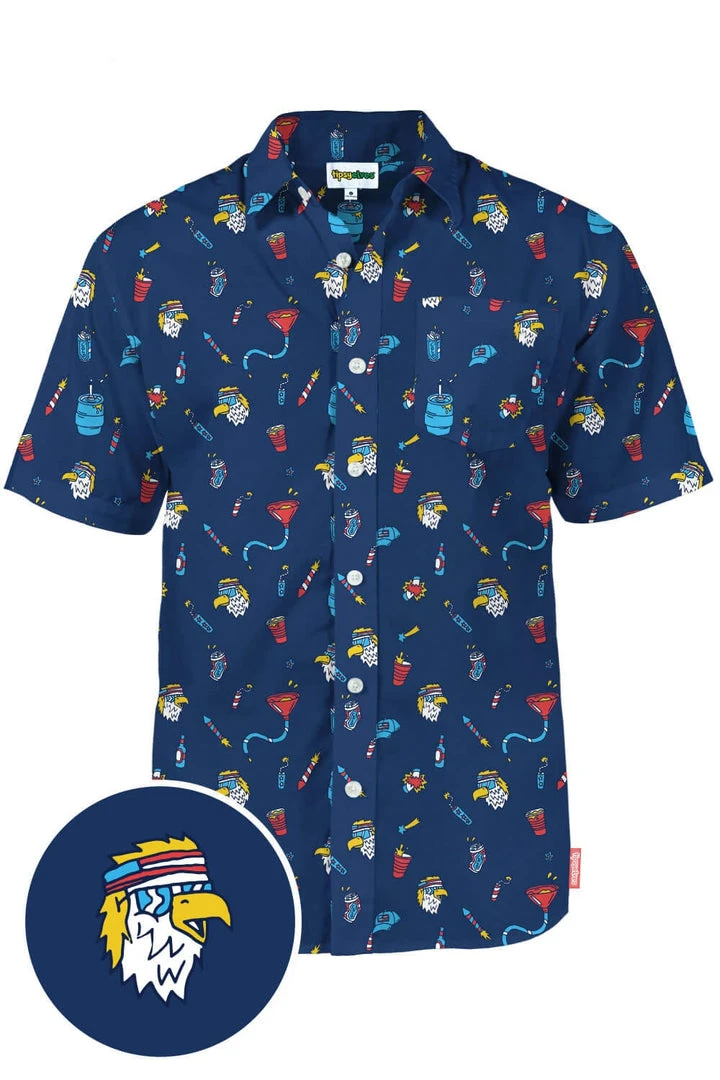Tipsy Elves Men's Epic Eagle Keg Party Button Down Shirt 3 Tipsy Elves Men's Epic Eagle Keg Party Button Down Shirt