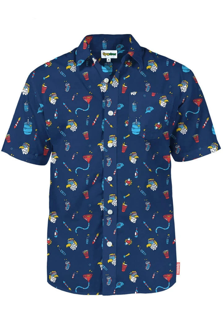 Tipsy Elves Men's Epic Eagle Keg Party Button Down Shirt 9 Tipsy Elves Men's Epic Eagle Keg Party Button Down Shirt