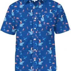 Tipsy Elves Men's Fin Riding Founder Button Down Shirt 15 Tipsy Elves Men's Fin Riding Founder Button Down Shirt