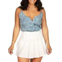 Tipsy Elves Women's Chambray Flag Button Down Tank Top 10 Tipsy Elves Women's Chambray Flag Button Down Tank Top