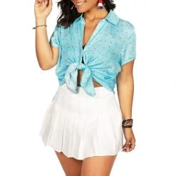 Tipsy Elves Women's Patriotic Pops Button Down Shirt