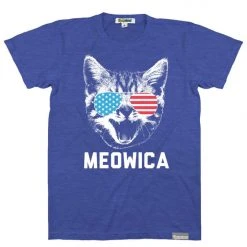 Tipsy Elves Men's Blue Meowica Tee Patriotic