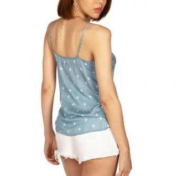 Tipsy Elves Women's Chambray Flag Button Down Tank Top