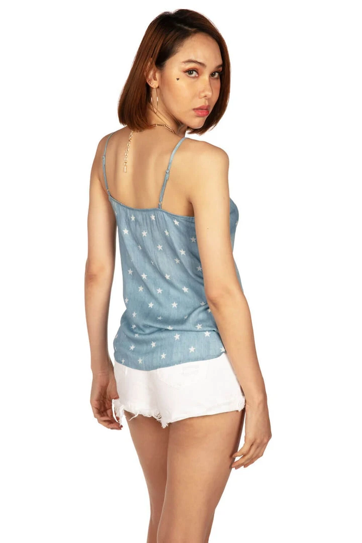 Tipsy Elves Women's Chambray Flag Button Down Tank Top 4 Tipsy Elves Women's Chambray Flag Button Down Tank Top