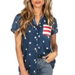 Tipsy Elves Women's Classic Flag Button Down Shirt