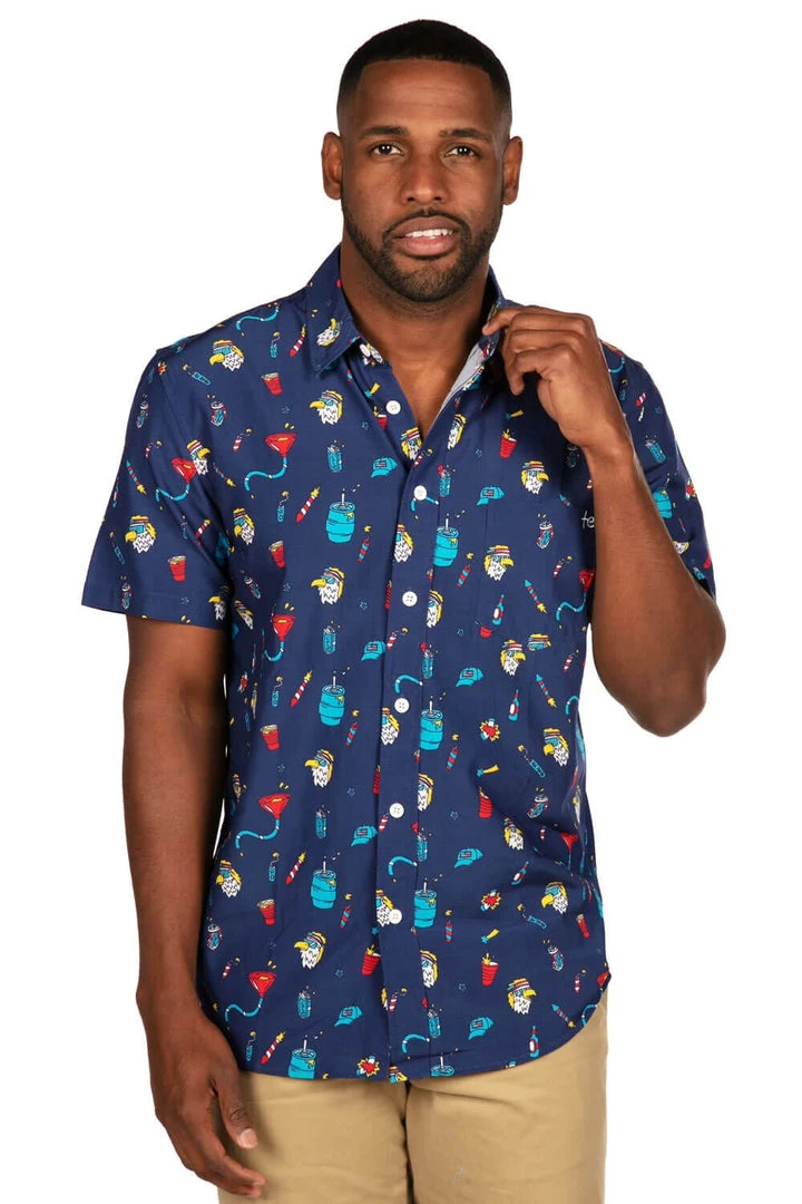 Tipsy Elves Men's Epic Eagle Keg Party Button Down Shirt 4 Tipsy Elves Men's Epic Eagle Keg Party Button Down Shirt
