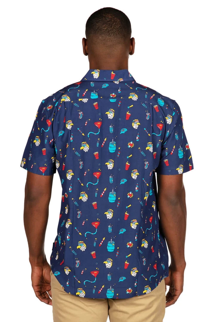 Tipsy Elves Men's Epic Eagle Keg Party Button Down Shirt 5 Tipsy Elves Men's Epic Eagle Keg Party Button Down Shirt