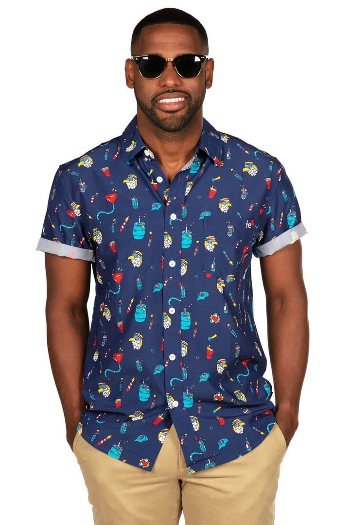 Tipsy Elves Men's Epic Eagle Keg Party Button Down Shirt 6 Tipsy Elves Men's Epic Eagle Keg Party Button Down Shirt