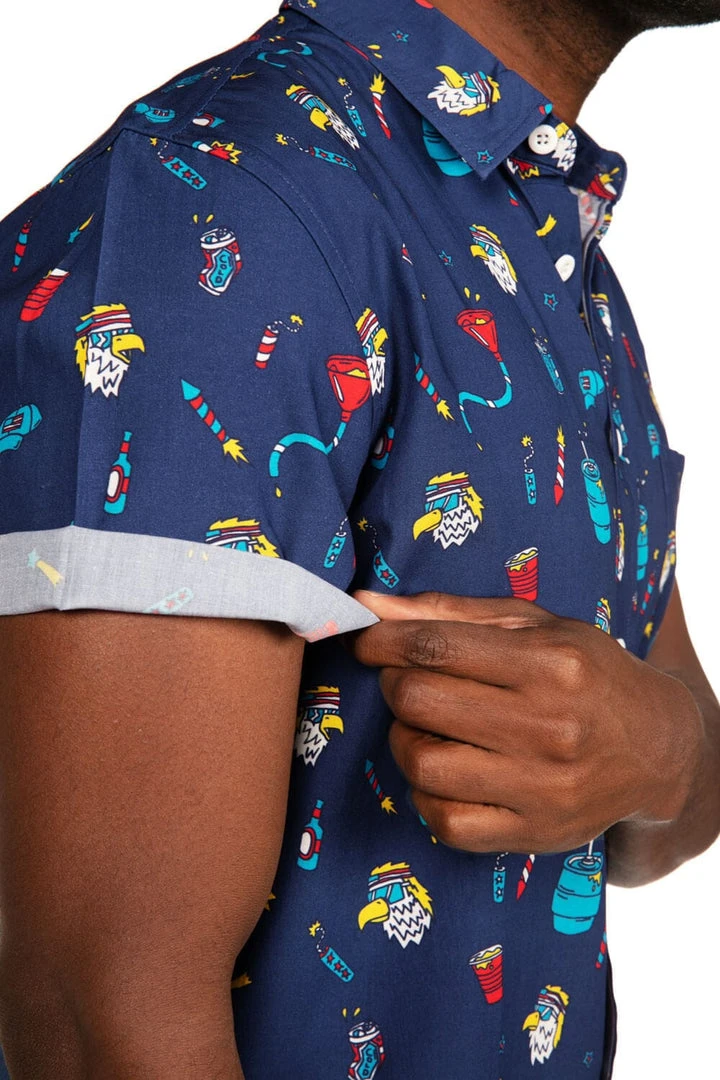 Tipsy Elves Men's Epic Eagle Keg Party Button Down Shirt 7 Tipsy Elves Men's Epic Eagle Keg Party Button Down Shirt