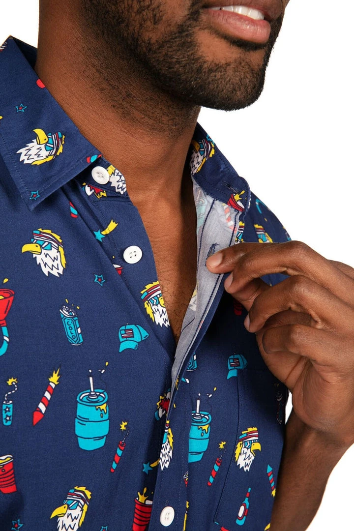 Tipsy Elves Men's Epic Eagle Keg Party Button Down Shirt 8 Tipsy Elves Men's Epic Eagle Keg Party Button Down Shirt