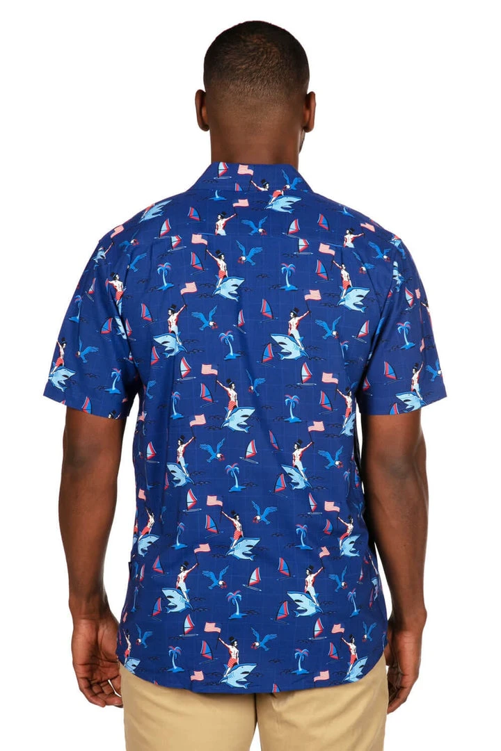 Tipsy Elves Men's Fin Riding Founder Button Down Shirt 5 Tipsy Elves Men's Fin Riding Founder Button Down Shirt