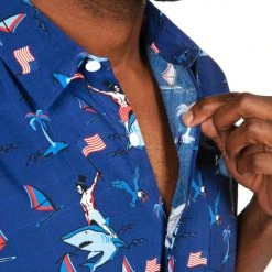 Tipsy Elves Men's Fin Riding Founder Button Down Shirt 13 Tipsy Elves Men's Fin Riding Founder Button Down Shirt