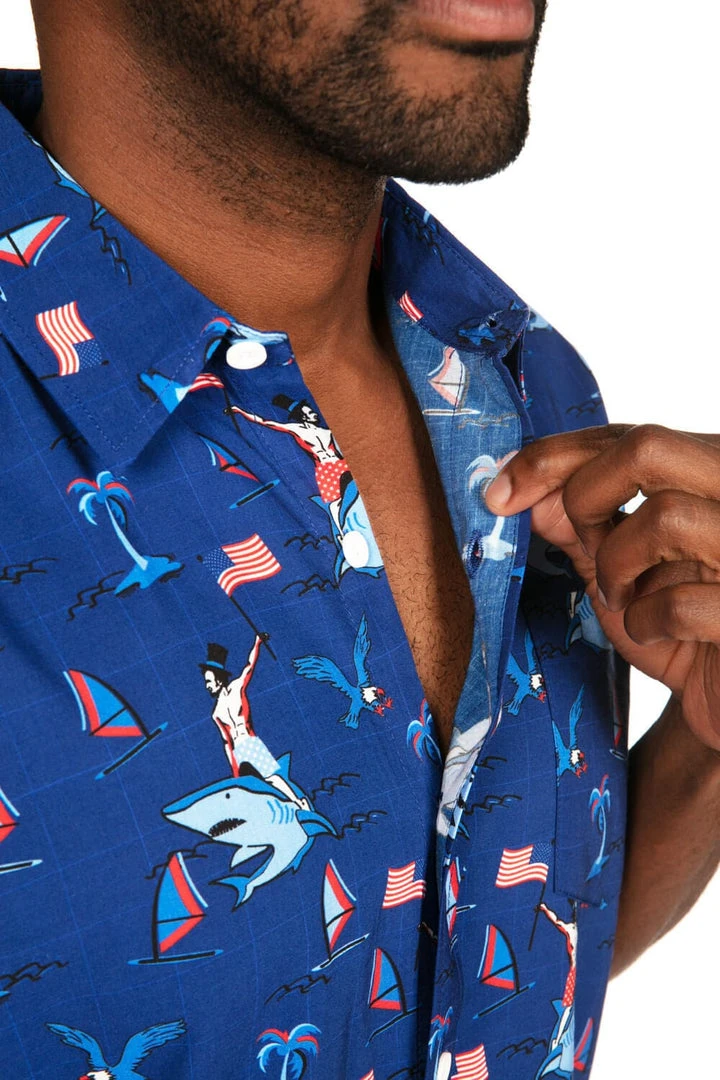 Tipsy Elves Men's Fin Riding Founder Button Down Shirt 7 Tipsy Elves Men's Fin Riding Founder Button Down Shirt