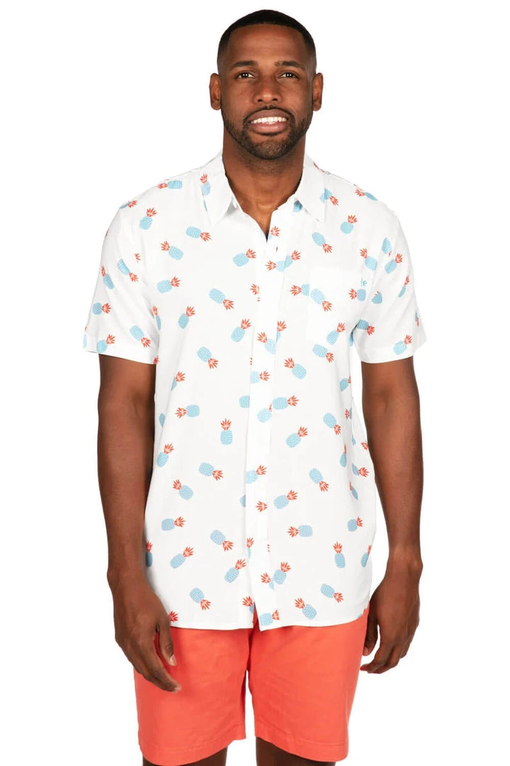 Tipsy Elves Men's Pineapple Patriotism Button Down Shirt Patriotic 4 Tipsy Elves Men's Pineapple Patriotism Button Down Shirt Patriotic