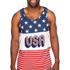 Tipsy Elves Men's USA Stripes Tank Top