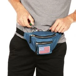 Tipsy Elves Blue Jean Buckle Fanny Pack With Drink Holder