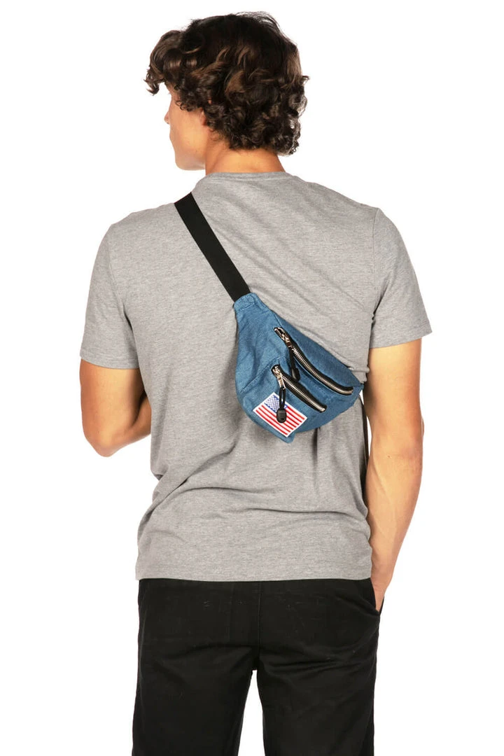 Tipsy Elves Blue Jean Buckle Fanny Pack With Drink Holder 6 Tipsy Elves Blue Jean Buckle Fanny Pack With Drink Holder