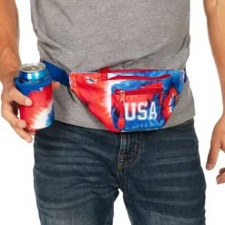 Tipsy Elves Tie Dye Fanny Pack With Drink Holder Patriotic