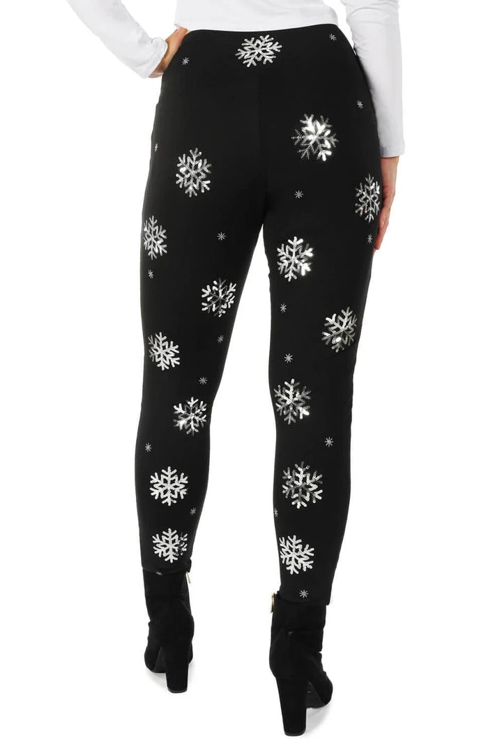 Tipsy Elves Women Sequined Snowflake High Waisted Leggings 4 Tipsy Elves Women Sequined Snowflake High Waisted Leggings