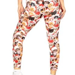 Tipsy Elves Christmas Cat High Waisted Leggings Women