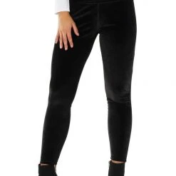 Tipsy Elves Women Black Velvet High Waisted Leggings