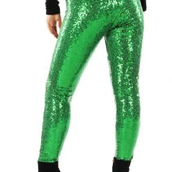 Tipsy Elves Green Sequin High Waisted Leggings Women
