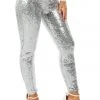 Tipsy Elves Women Silver Sequin High Waisted Leggings 1 Tipsy Elves Women Silver Sequin High Waisted Leggings