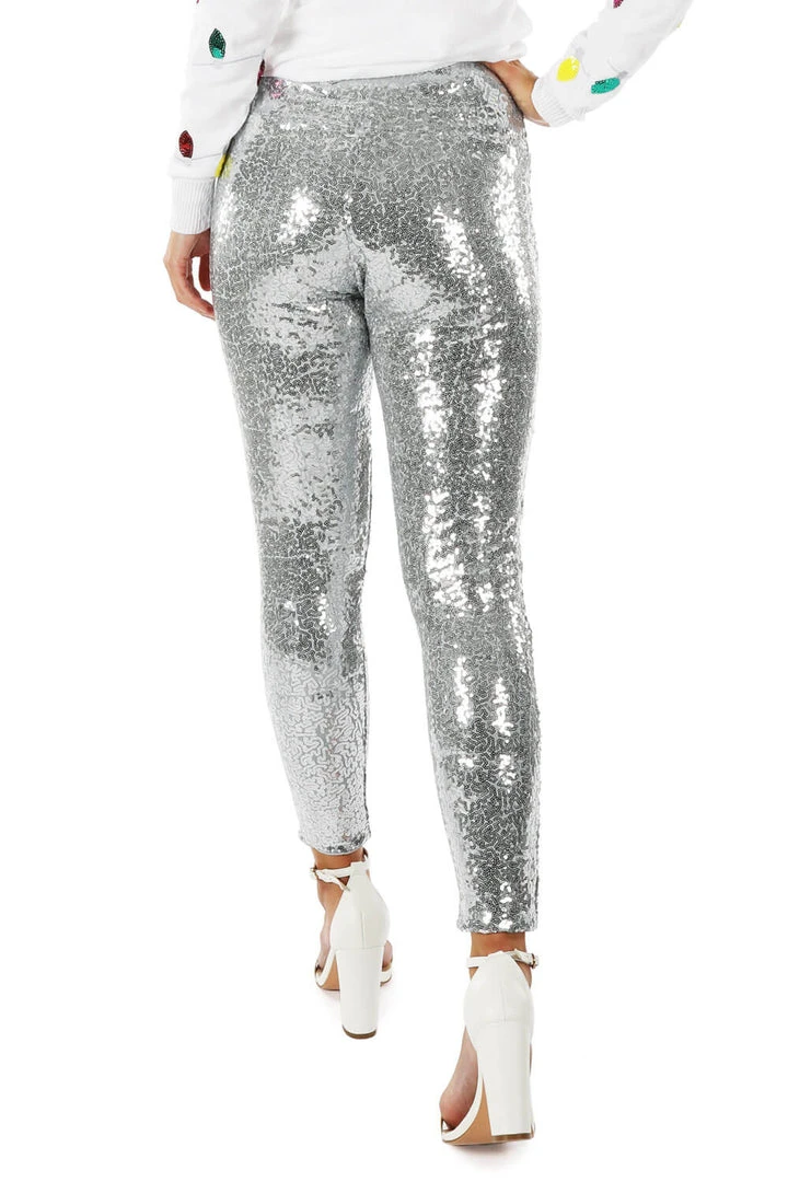 Tipsy Elves Women Silver Sequin High Waisted Leggings 4 Tipsy Elves Women Silver Sequin High Waisted Leggings