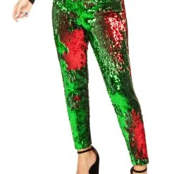 Tipsy Elves Red And Green Reversible Sequin High Waisted Leggings