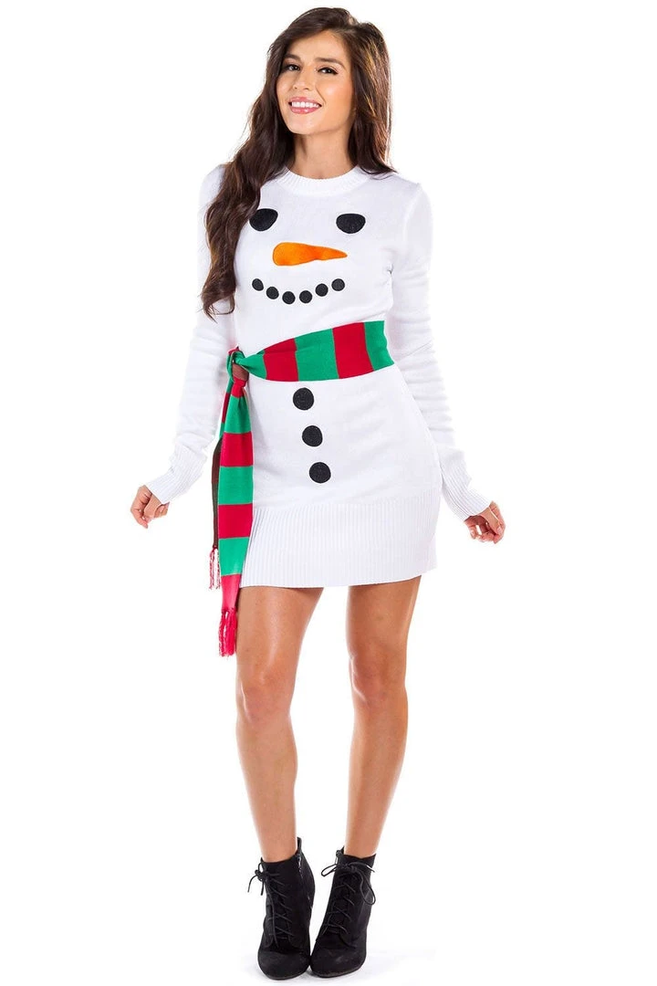 Tipsy Elves Women's Snowman Scarf Sweater Dress 6 Tipsy Elves Women's Snowman Scarf Sweater Dress