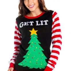 Tipsy Elves Women's Get Lit Light Up Ugly Christmas Sweater 16 Tipsy Elves Women's Get Lit Light Up Ugly Christmas Sweater