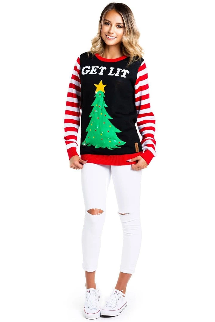 Tipsy Elves Women's Get Lit Light Up Ugly Christmas Sweater 8 Tipsy Elves Women's Get Lit Light Up Ugly Christmas Sweater