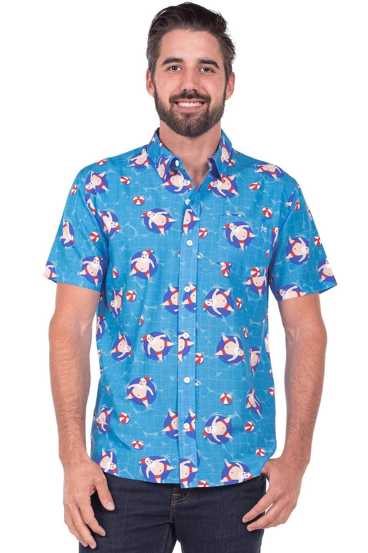 Tipsy Elves Men's Pool Boy Santa Hawaiian Shirt Spring 4 Tipsy Elves Men's Pool Boy Santa Hawaiian Shirt Spring