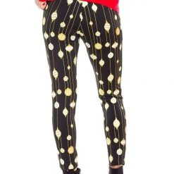 Tipsy Elves Gold Foil Ornament Leggings Women