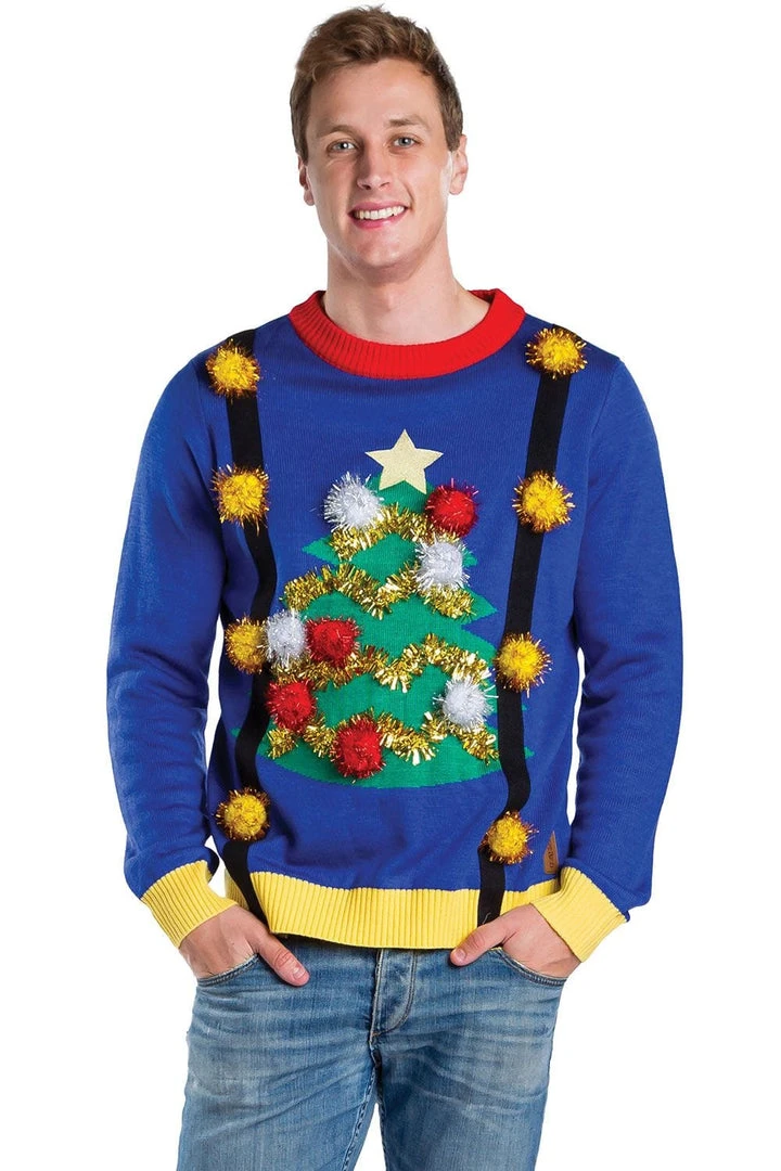 Tipsy Elves Men's Ugly Christmas Tree Sweater With Suspenders 5 Tipsy Elves Men's Ugly Christmas Tree Sweater With Suspenders