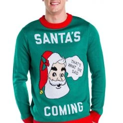 Tipsy Elves Men's Santa's Coming Ugly Christmas Sweater