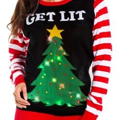 Tipsy Elves Women's Get Lit Light Up Ugly Christmas Sweater