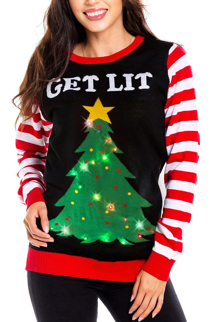 Tipsy Elves Women's Get Lit Light Up Ugly Christmas Sweater 3 Tipsy Elves Women's Get Lit Light Up Ugly Christmas Sweater