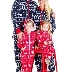 Tipsy Elves Boy's / Girl's Red Fair Isle Reindeer Jumpsuit Holidays & Occasions