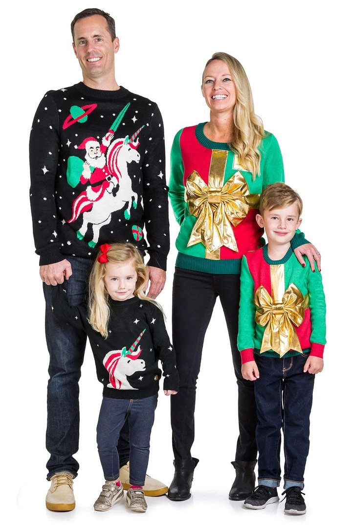 Tipsy Elves Boy's / Girl's Little Present Ugly Christmas Sweater 4 Tipsy Elves Boy's / Girl's Little Present Ugly Christmas Sweater